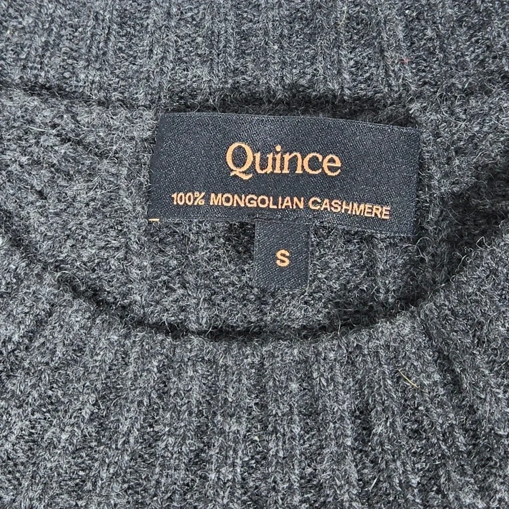 Quince Mongolian Cashmere Shrunken Cable Crewneck Sweater Charcoal Grey Small